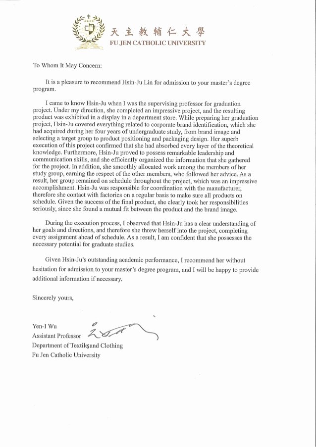 Letter Of Recommendation Masters Program Best Of Letter Of Re Mendation Prof Of Graduate Program