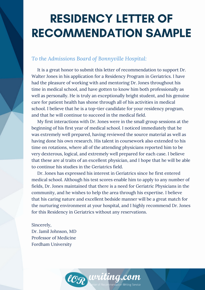 30 Letter Of Recommendation Medical Residency Hamiltonplastering