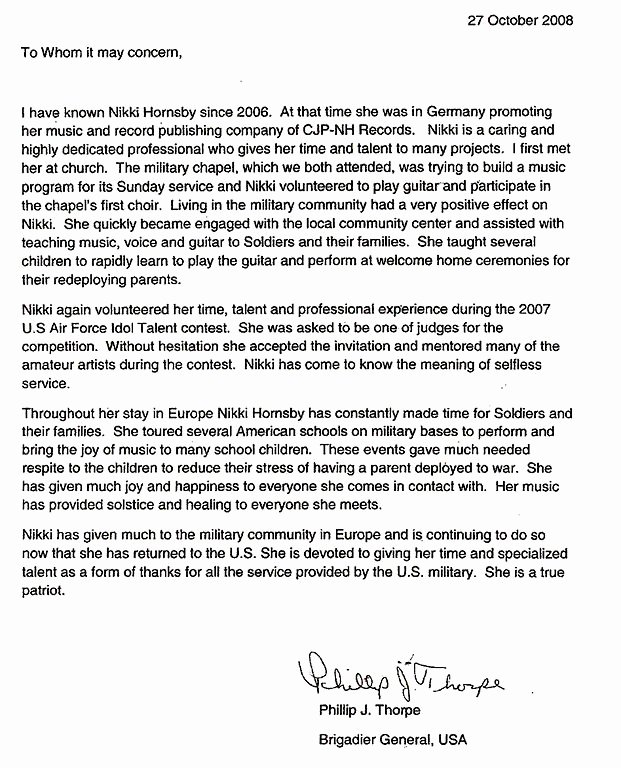 Letter Of Recommendation Military Elegant File Nikki Hornsby Military Re Mendation Letter