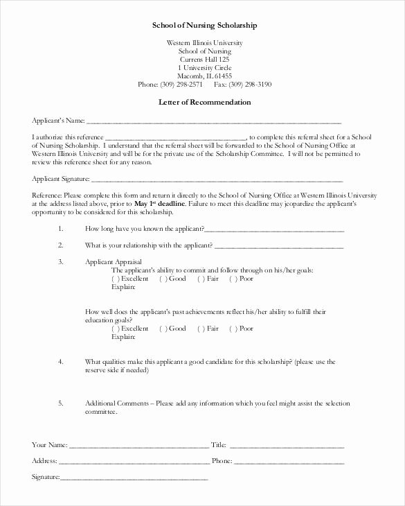 Letter Of Recommendation Nurse Fresh 27 Letters Of Re Mendation for Scholarship Pdf Doc