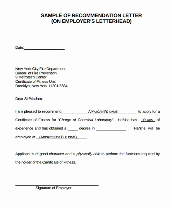 Letter Of Recommendation Pdf Best Of Employer Re Mendation Letter Sample 9 Examples In