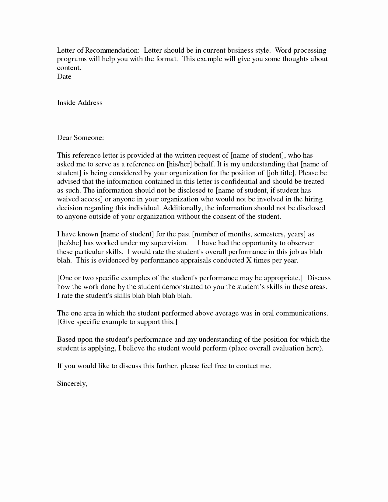 Letter Of Recommendation Request Example New Free Reference Letter Examplesexamples Of Reference