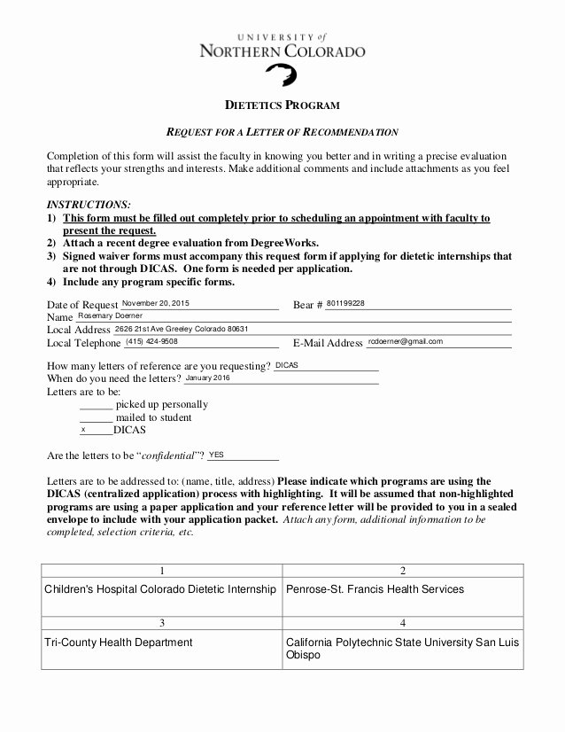 Letter Of Recommendation Request form Best Of Request for Letter Of Rec form 1