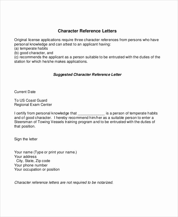 Letter Of Recommendation Requirements Awesome Sample Personal Reference Letter 7 Documents In Pdf Word