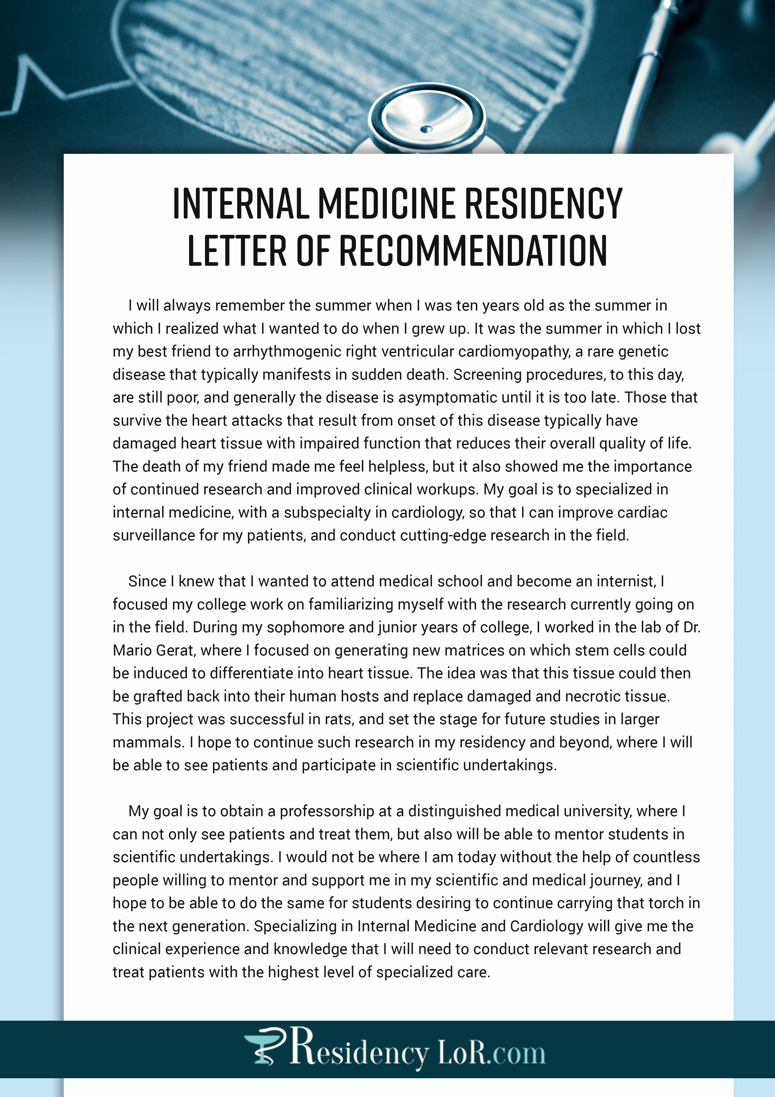 Letter Of Recommendation Residency Fresh Sample Letter Of Re Mendation for Internal Medicine