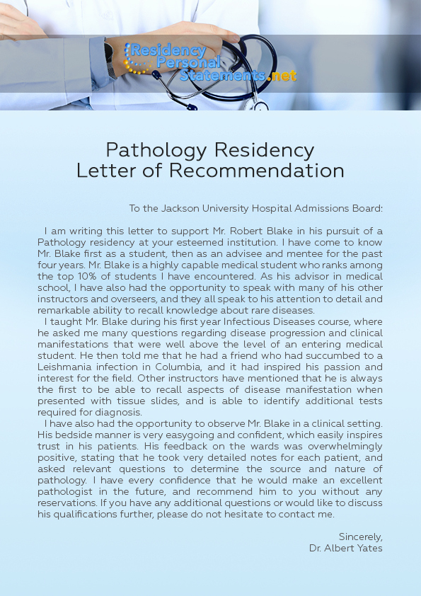 Letter Of Recommendation Residency Sample Unique Pathology Residency Program Application Help
