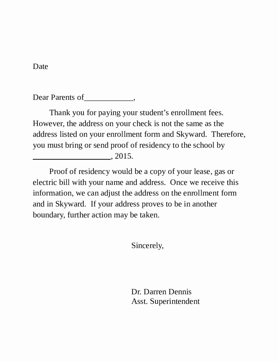 Letter Of Recommendation Residency Template Fresh 2019 Proof Of Residency Letter Fillable Printable Pdf