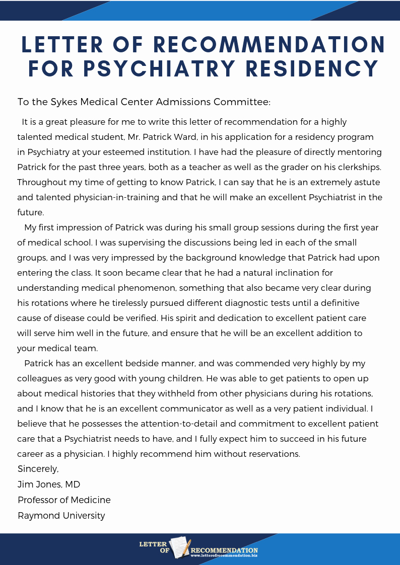 Letter Of Recommendation Residency Template Fresh Psychiatry Letter Of Re Mendation