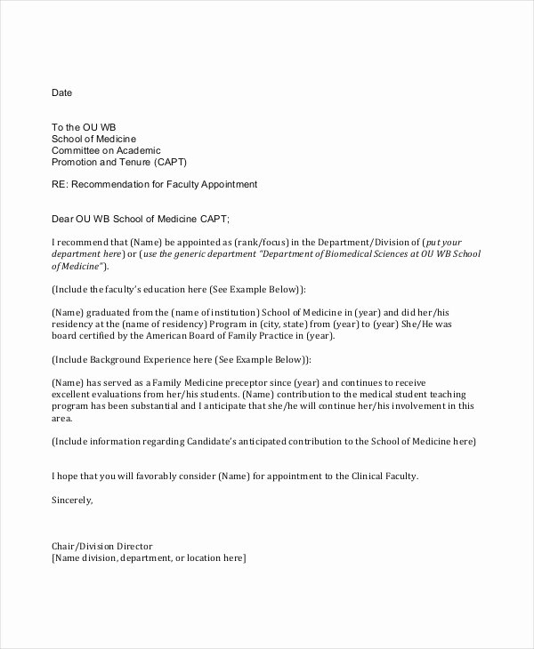 Letter Of Recommendation Residency Template Inspirational 40 Re Mendation Letter Templates In Pdf