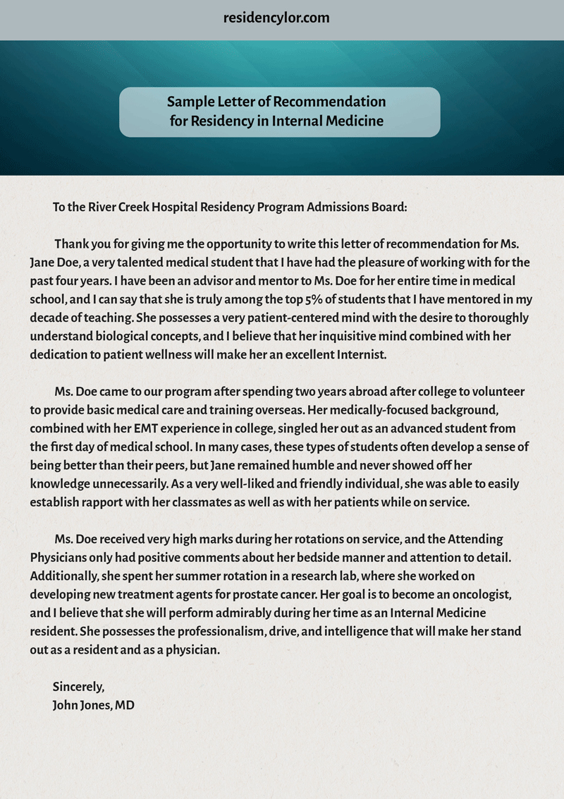 Letter Of Recommendation Residency Template Unique Professional Medical Re Mendation Letter for Residency