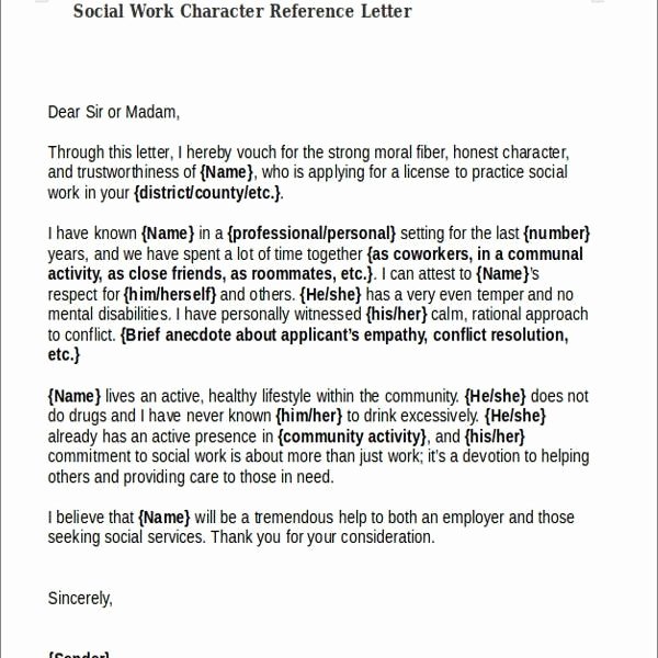 Letter Of Recommendation social Work Elegant 22 Work Letter Samples