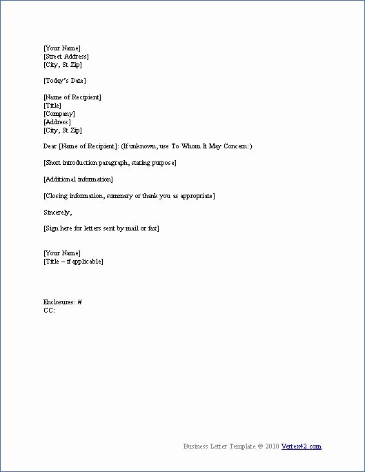 Letter Of Recommendation Subject Line Beautiful Download the Business Letter Template From Vertex42