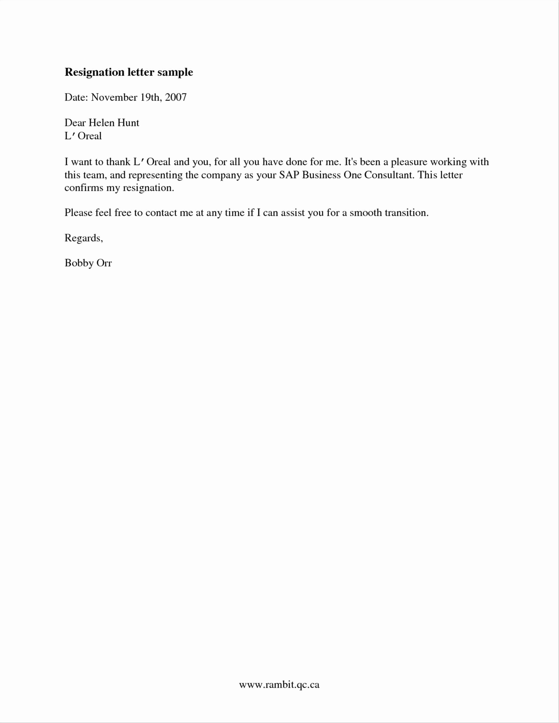 Letter Of Resignation Template Word 2007 Beautiful Resigning Letter Fresh Fre as Resignation Letter Template