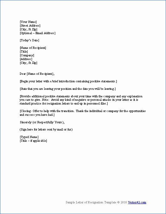 Letter Of Resignation Template Word 2007 Best Of Free Letter Of Resignation Template