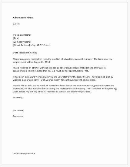 Letter Of Resignation Template Word 2007 New Immediate Resignation Letters with &amp; without Reason