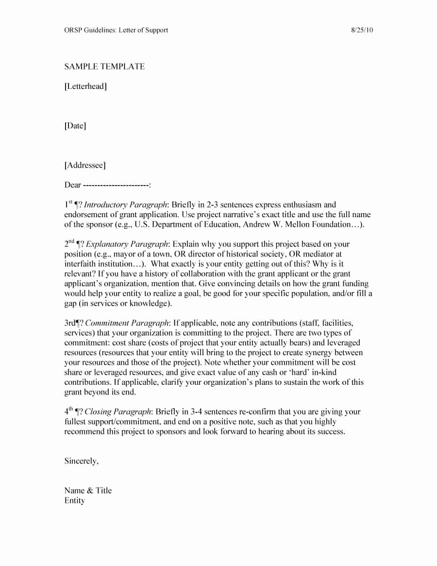 Letter Of Support format Elegant 40 Proven Letter Of Support Templates [financial for
