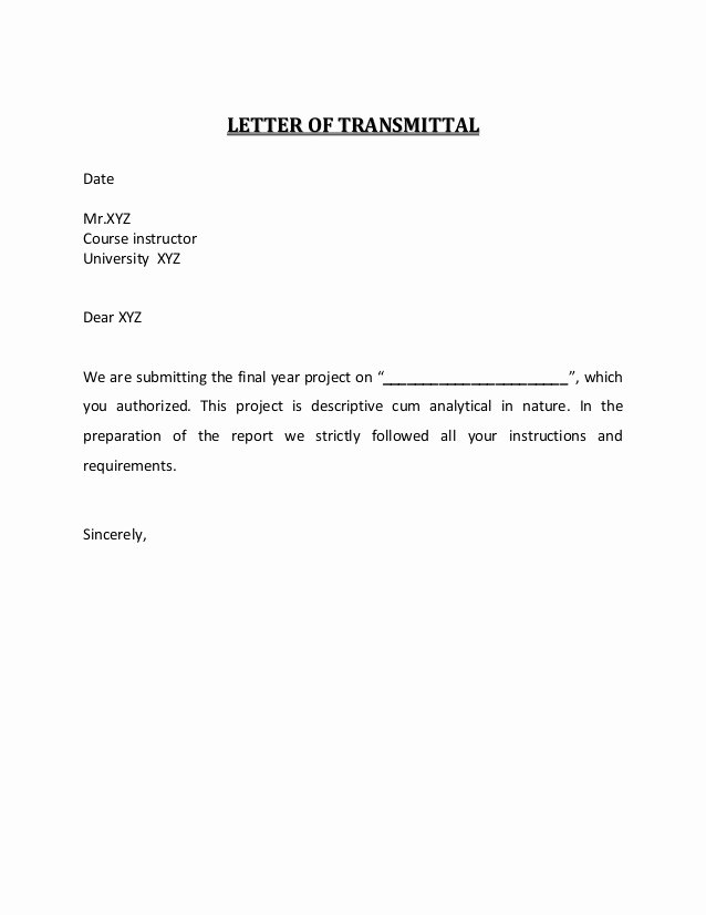 Letter Of Transmittal format Beautiful Letter Of Transmittal and Acknowledgement