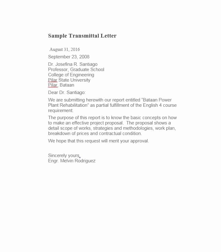Letter Of Transmittal format Fresh Letter Of Transmittal 40 Great Examples &amp; Templates