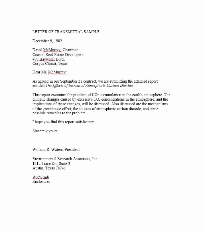 Letter Of Transmittal format Lovely Letter Of Transmittal 40 Great Examples &amp; Templates