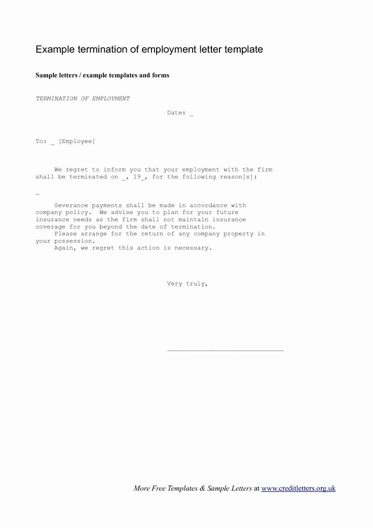 Letter Outline Template Inspirational Employee Termination Letter the Employee Termination