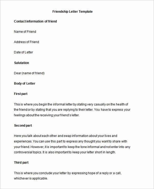 Letter to A Friend format Best Of 49 Friendly Letter Templates Pdf Doc