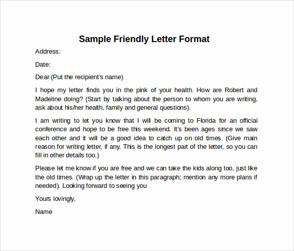 Letter to A Friend format Fresh 8 Sample Friendly Letter format Examples to Download