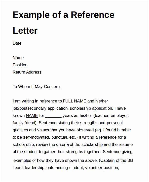 Letter to A Friend format Fresh Printable Personal Reference Letter 15 Free Word Pdf