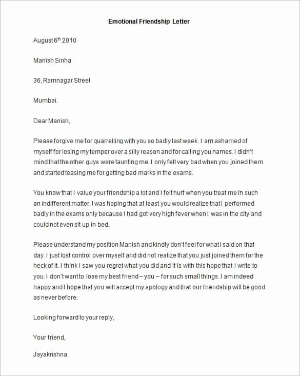 Letter to A Friend format Luxury Personal Letter to A Friend