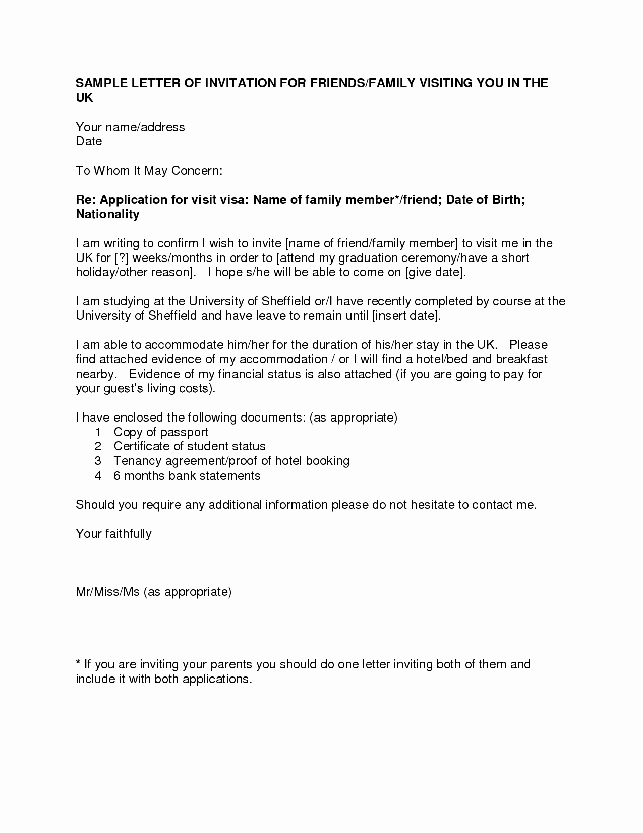 Letter to A Friend format New Letter Invitation for Uk Visa Templatevisa Invitation
