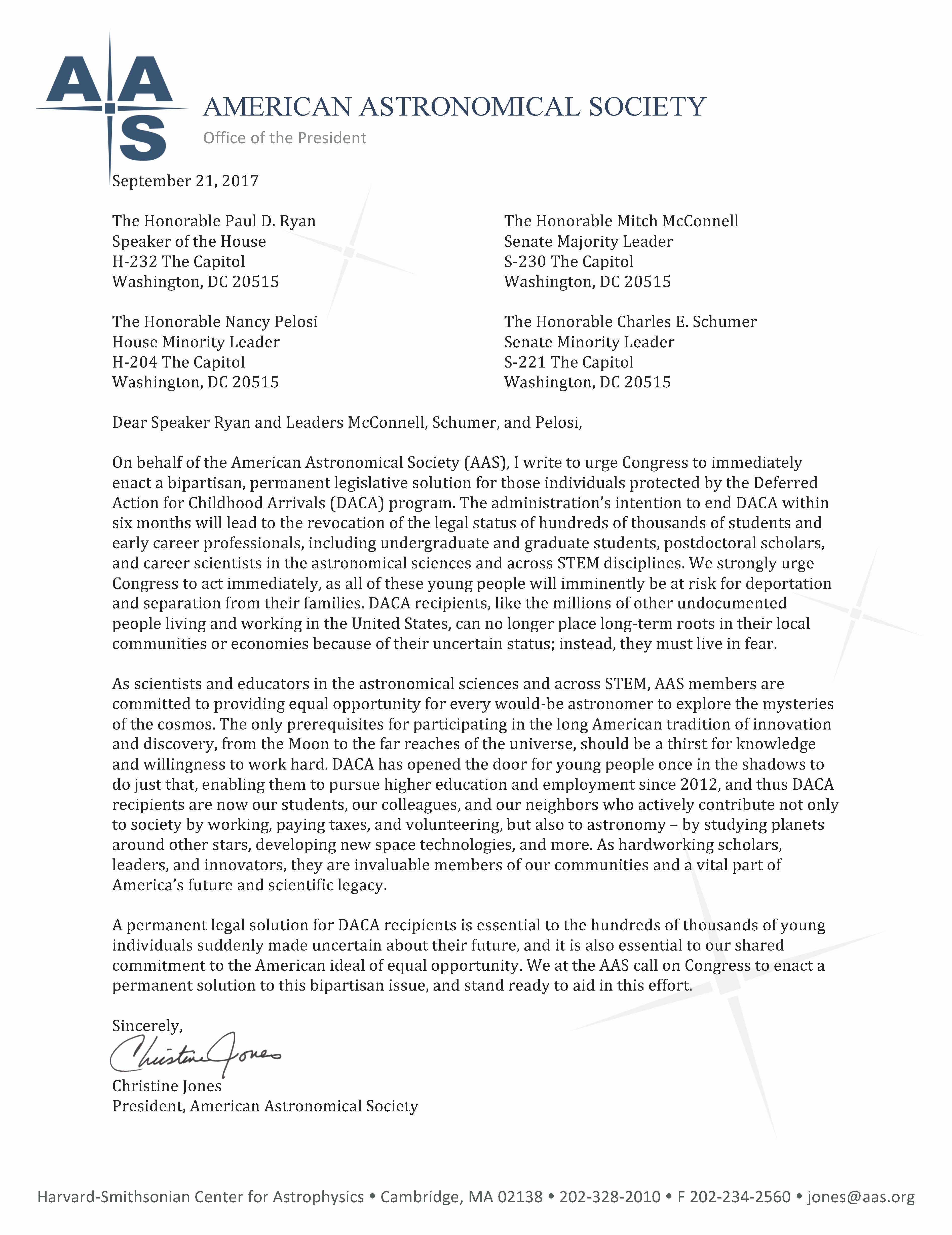 Letter to Congress format New A Letter to Congressional Leadership From Aas President On