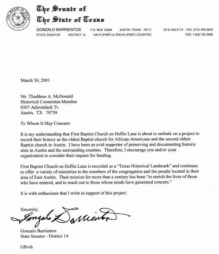 Letter to Congressman format Awesome Letter From State Senator Gonzalo Barrientos the Portal
