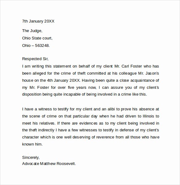 Letter to Court format Fresh 11 Character Letter Templates for Court Pdf Word