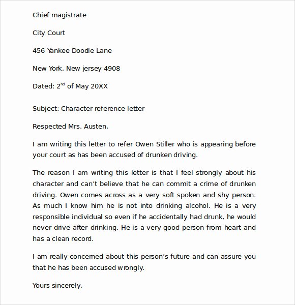 Letter to Court format Lovely 7 Character Reference Letters for Court Samples
