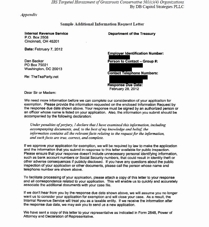 Letter to Irs format Beautiful Irs Scandal Claims Second Agency Casualty Joseph Grant to