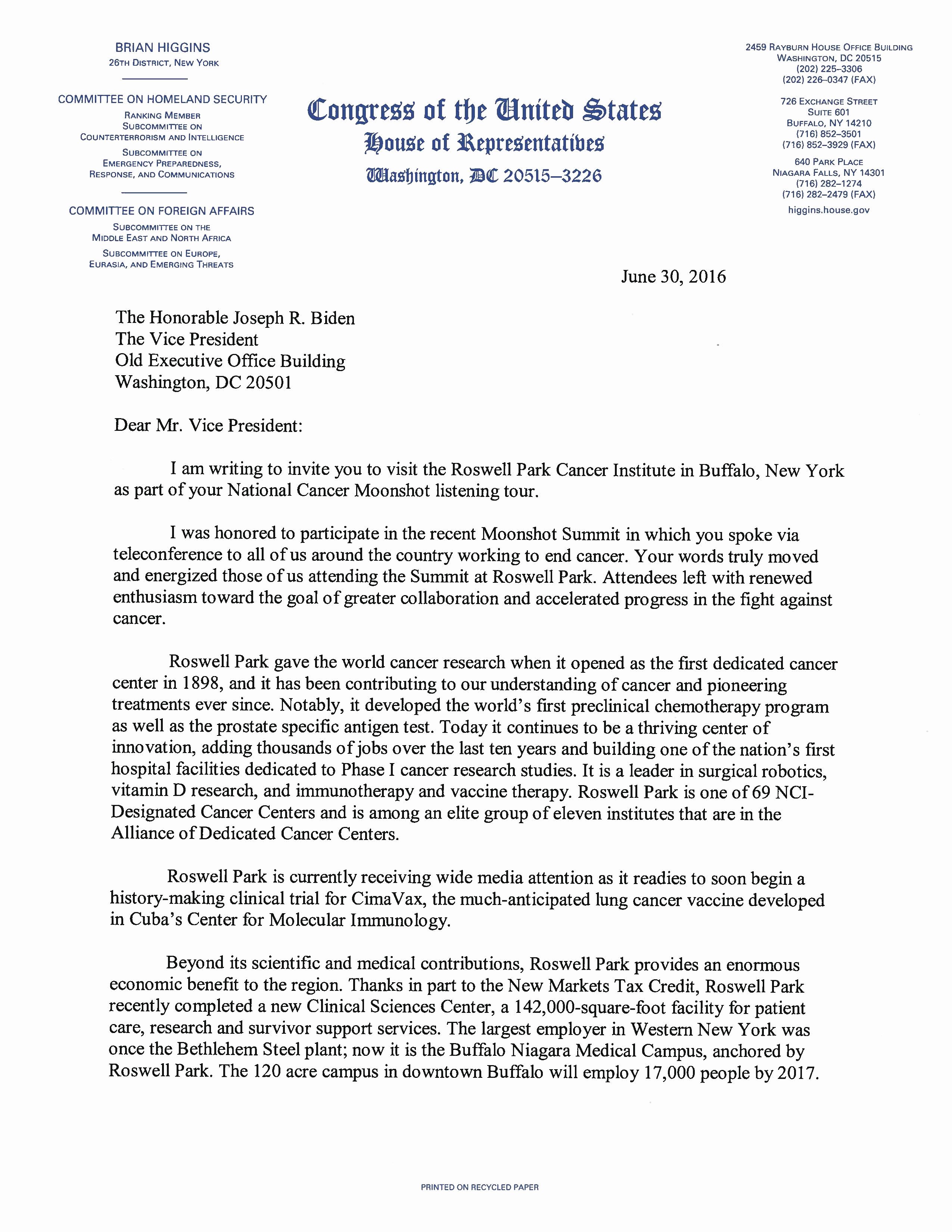 Letter to President format New Letter to Vice President Biden