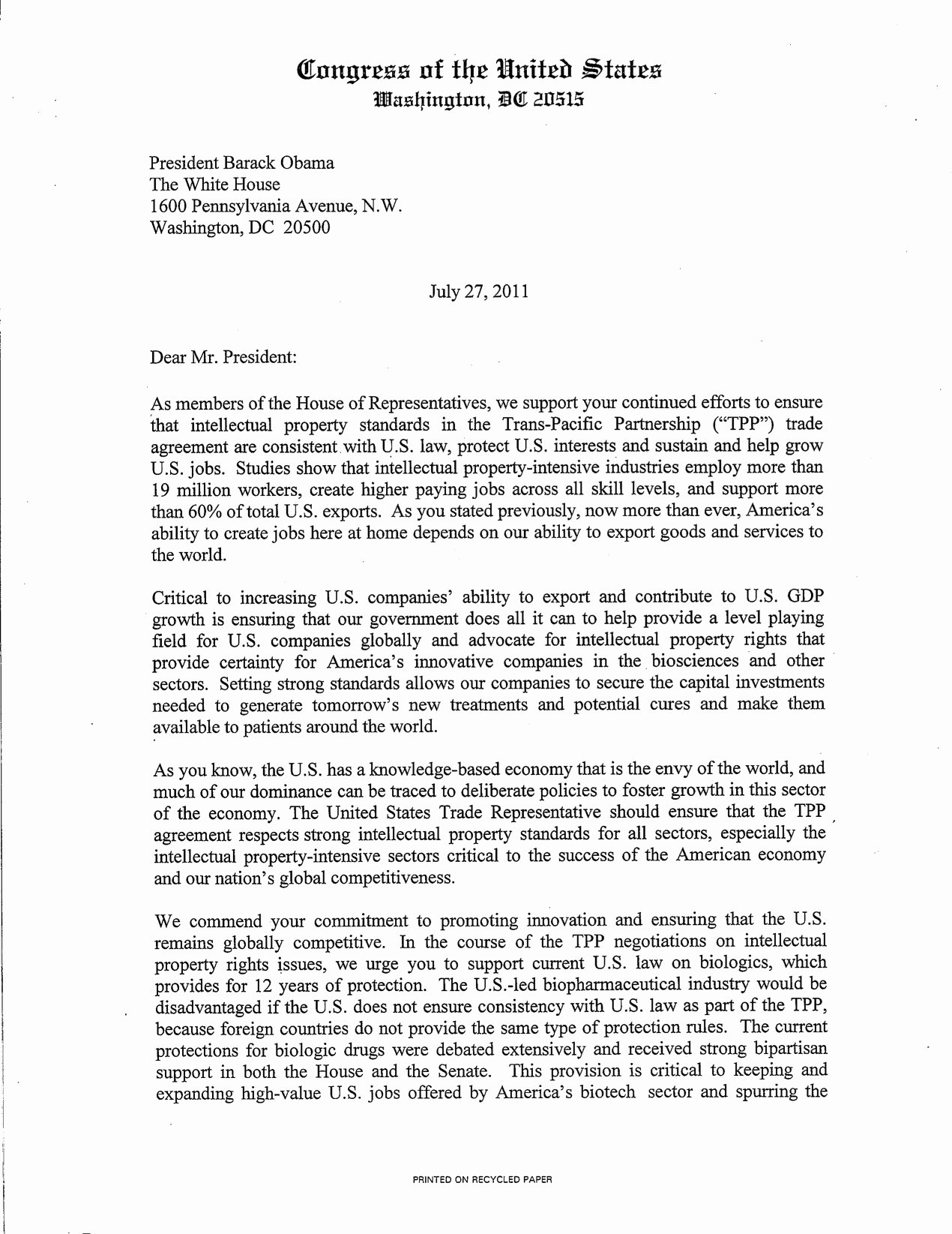 Letter to President format Unique U S Congressman Michael C Burgess 26th District Texas