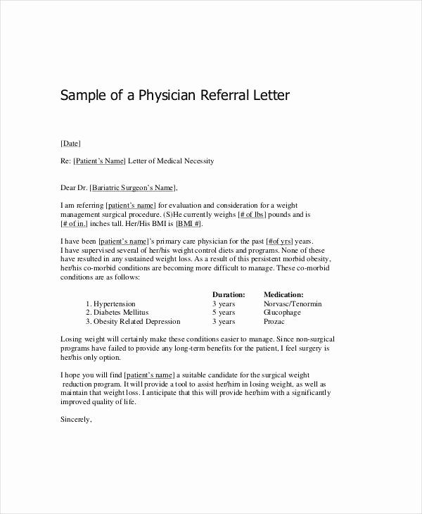 Letter to Referring Physician Awesome Medical Letter Template 9 Free Sample Example format