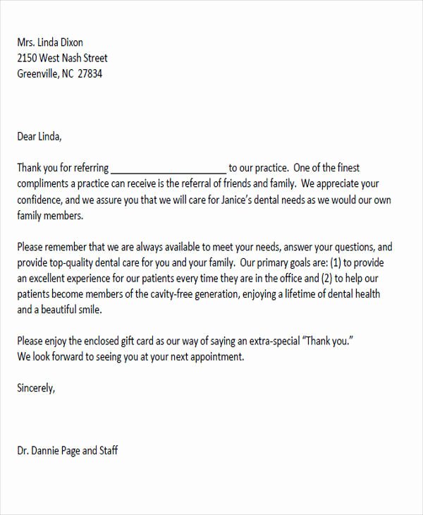 Letter to Referring Physician Template Lovely 5 Sample Thank You Letters to Doctor Free Sample