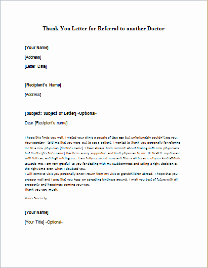 Letter to Referring Physician Template Unique Doctor Referral Letters
