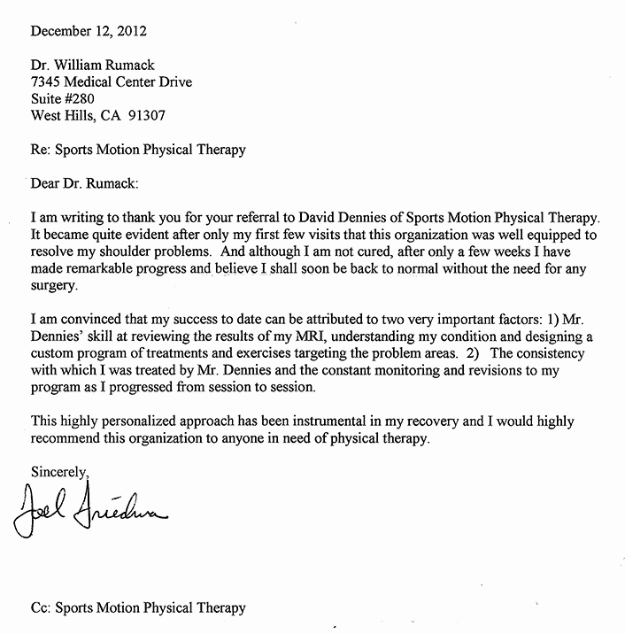 Letter to Referring Physician Unique Testimonials