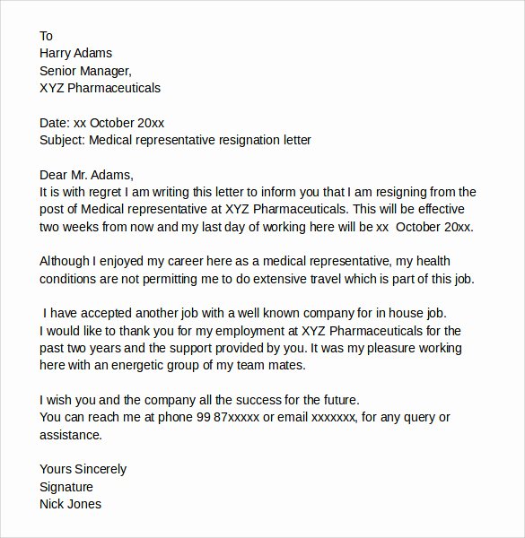 Letter to Representative format Awesome Resignation Letters 9 Download Free Documents In Pdf Word