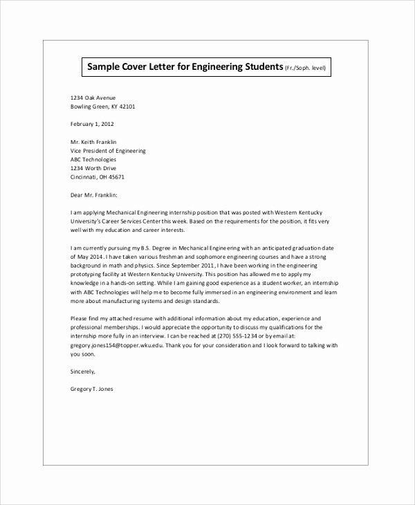 Letter Writing format for Students Inspirational Sample Cover Letter for Internship 9 Examples In Pdf Word