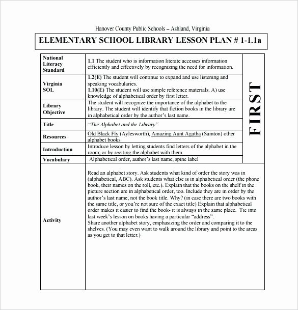 Librarian Lesson Plan Template Inspirational Elementary School Lesson Plans Substitute Plans Template