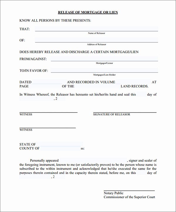 Lien Release Letter Template Beautiful Mortgage Lien Release form Sample forms