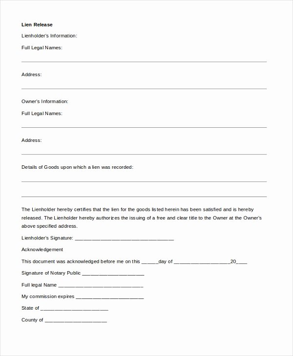 Lien Release Letter Template Elegant Sample Release Of Lien form 9 Free Documents In Pdf Doc