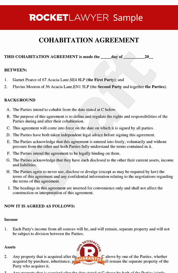 Living Agreement Contract Elegant Cohabitation Agreement Sample Living to Her Agreement