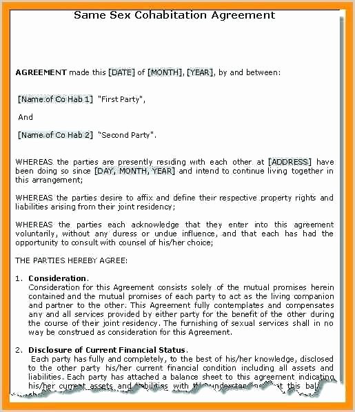 Living Agreement Contract Template Best Of Cohabitation Agreement Template