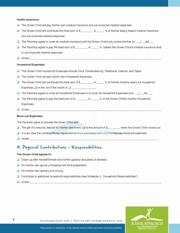 Living Agreement Contract Template Elegant Adult Children Living at Home with Parents Agreement Pdf