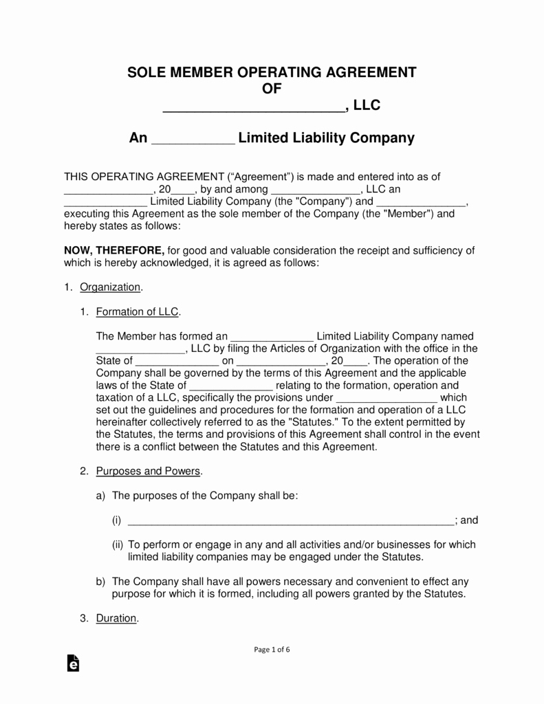 Llc Transfer Of Ownership Agreement Sample Elegant Free Single Member Llc Operating Agreement Templates Pdf