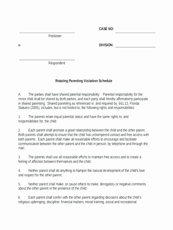 Long Distance Parenting Plan Template Unique Shared Custody Agreement Template – Buildbreaklearn